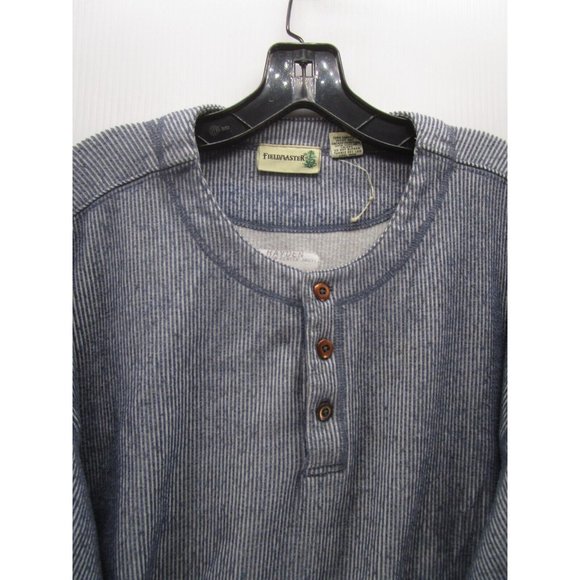 VINTAGE Fieldmaster Shirt XL Pullover Henley Striped Heavy Outdoor Work - Picture 2 of 10